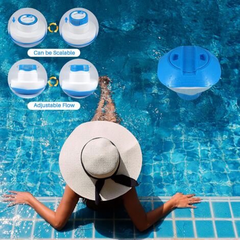 Distributeur De Chlore Flottant Piscine 7 Pouces - Capacité 4 Comprimés, Réglable