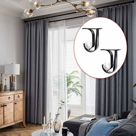 Supports Rideau Plafond Alliage Aluminium Noir 4 Supports Tringle Rideau Plafond - Alliage Aluminium Noir, Pour Tubes 26-28mm Fixation Tringle Alliage