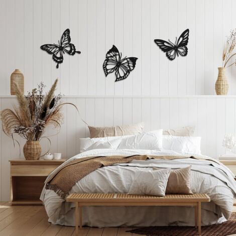 Papillon en Métal decoration murale noir, (3 Pack)decoration murale decoration anniversaire décoration decoration chambre mariage accessoires intérieure salon maison tableau decoration murale salon