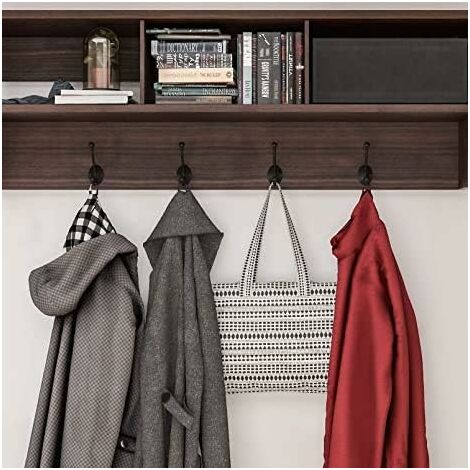 Patères Murales Vintage Double Crochet - Lot De 10 - En Métal Noir - Pour Porte, Mur, Salle De Bain