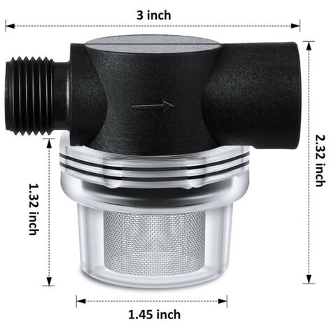 Filtre Pompe à Eau Avec Tamis Inox 50 Mailles - Connecteurs 3/8" Et 1/2" Pour Pompes 12V