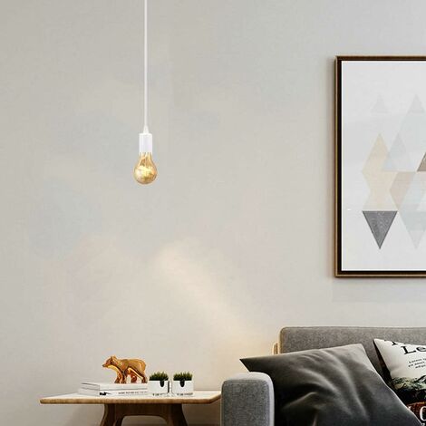 Douille E27 Avec Fil Et Interrupteur - Support Lampe Suspendue 2M Blanc, Idéal Bricolage Et Décoration
