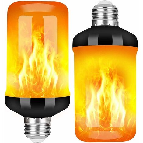 2Pcs Ampoule de Flamme E27, 5W LED Ampoule Effet Flamme avec 4 Modes  d'éclairage, Ampoules