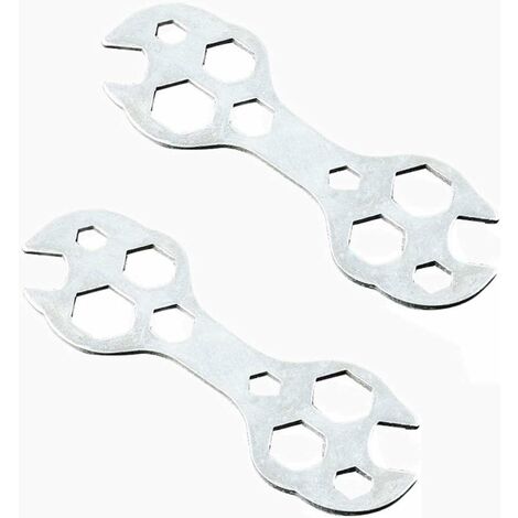 Lot de 2 outils de réparation pour vélo - Outil de montage - Clé multifonction - Entretien universel - Portable - Pratique - Argenté (1/5)