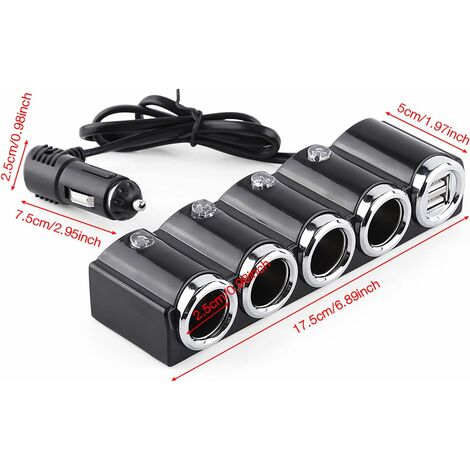 Allume-cigare de voiture 12V/24V, chargeur de voiture à double prise USB,  multifonction, séparateur à 2 voies