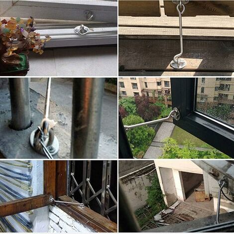 BuxiuGK 2 Pièces Crochet De Cabine Oeil Porte Loquet En Acier Inoxydable Avec Vis 8 Pouces Pour Les Portes De Garage De Porte De Hangar - Noir