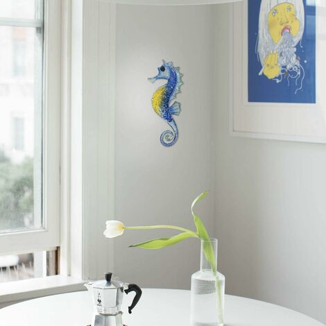 Décoration Murale Métal Vie Marine - Crabe, Hippocampe, Poisson, Tortue - 10 Pouces