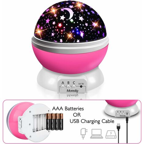 Veilleuse Enfant Etoile Projection Rotation à 360° Lampe Projecteur Lumière Plafond, Led Veilleuse Bébé 8 Modes de couleur, Cadeau pour Bébé, Veilleuse Etoile Projection, Noël, Anniversaire