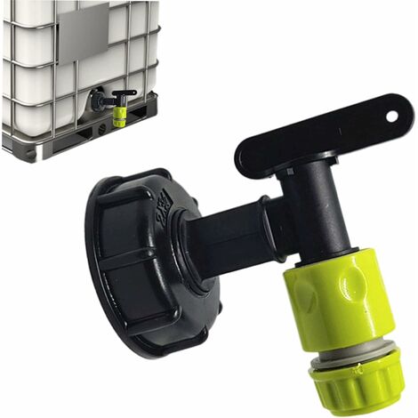 Robinet Cuve 1000l Plastique avce Raccord Tuyau d'arrosage, Adaptateur de Robinet de Réservoir IBC, Connecteur à Filetage 3/4 Pouces Pour Recuperateur Eau de Pluie, Réservoir de Carburant (1/5)