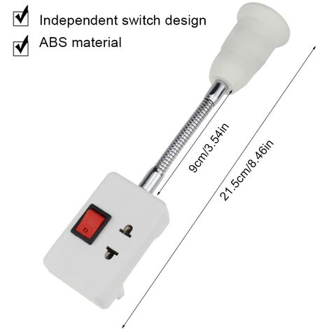 Douille E27 Avec Interrupteur Sans Fil, 2 Pices 360 Degrs Rglable Support Ampoule  E27, Adaptateur Douille Ampoule, Pour Bureau Chambre Cuisine, Lampe