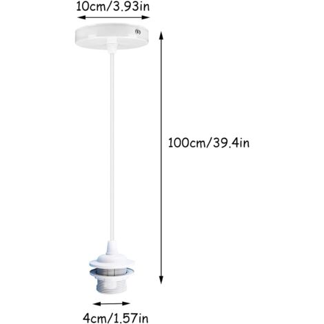 E27 Porte Lampe Suspension, E27 Pendentif Lampes Suspendues Accessoires, E27 Lampe Suspendue Accessoires Avec 1m Câble, pour Bar, Café, Magasin de Vêtements, Maison, Hôtel (Blanc)