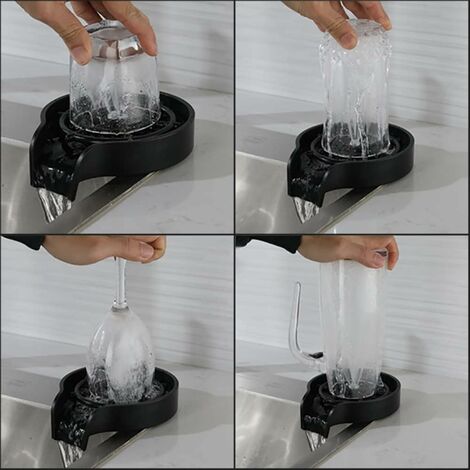 Rinceur en verre pour évier, lavage rapide pour verre à vin, verre d'eau, biberon, tasse, évier de cuisine, accessoires faciles à installer (ABS)