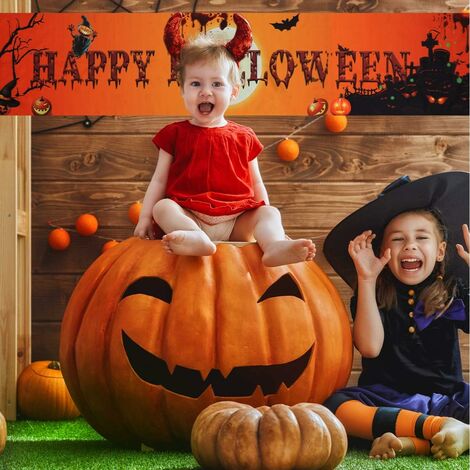 Bannière Halloween Grande - Décorations De Fête 25 X 20 Cm, En Polyester, Pour Maison, Porte, Terrasse