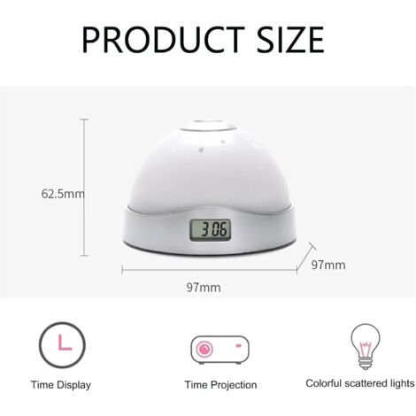 Horloge De Projection Pour Plafond De Chambre, Réveil Avec Projecteur | Hygromètre De Jauge De Moniteur D'humidité De Température,Alarme De Projecteur De Station Météo à Affichage LED Clair Pour Chamb