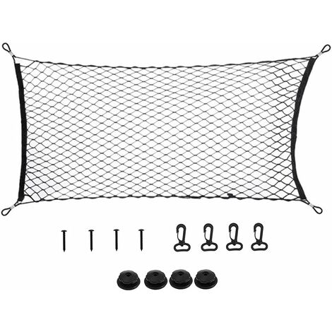 Filet de rangement universel pour voiture, filet de rangement pour bagages, filet de coffre de voiture, filet d'accessoires de voiture, filet pour bagages d'enfants, pour SUV, camion noir