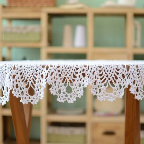 Dentelle Ancienne En Coton Fait Main - Motif Fleuri, Bon état Avec Usures D'usage