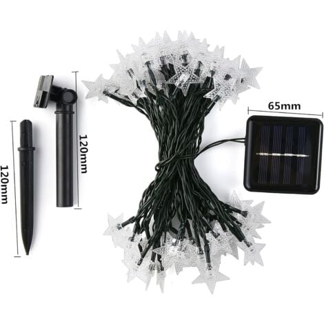 Guirlande Lumineuse Exterieur Solaire, 30 LED Étoile Guirlande lumineuse solaire 8 modes, Étanche Décoration extérieure pour Jardin, Patio, Ramadan, Noël (blanc chaud)