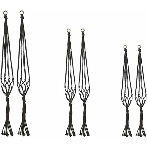 Lot De 6 Extensions De Suspension Macramé Pour Plantes - Corde En Coton Tressé, Longueur 30 Cm, Design Bohème