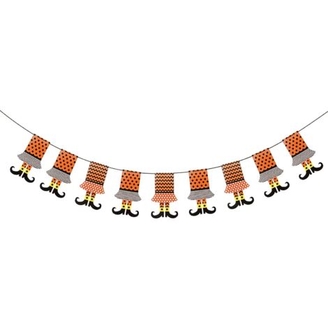 Banderole Tissu 32ft Guirlande Fanion Orange 32 Pieds - 36 Drapeaux Tissu Coton - Décoration Fête Automne, Thanksgiving Banderole Orange