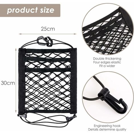 Filet De Rangement Voiture - 2 Pièces Triple Couche élastique - Pour Siège Avant/arrière - Rangement Organisé Pour Objets, Chien