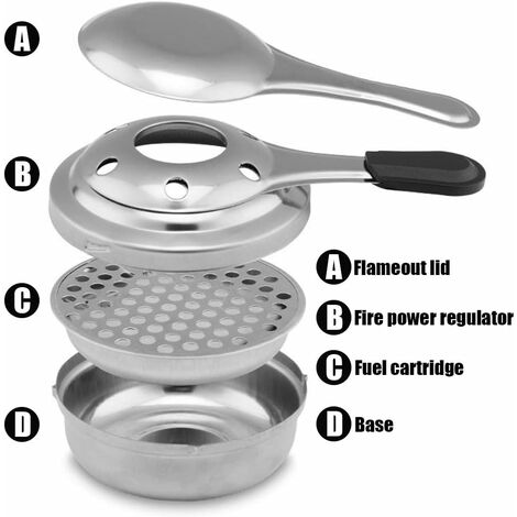 Support Inox Pour Réchaud à Alcool – Base Camping Moderne (B9, 78-95mm)