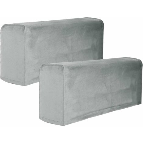 Housses D'accoudoir Canapé - Lot De 2 - Tissu Extensible (94% Polyester, 6% élasthanne) - Anti-dérapant - Couleur Taupe