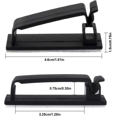 Clips De Gestion De Câbles Adhésifs - Lot De 50, Blanc, 45x19x11.4 Mm, Pour Bureau, Maison, TV, PC, Voiture