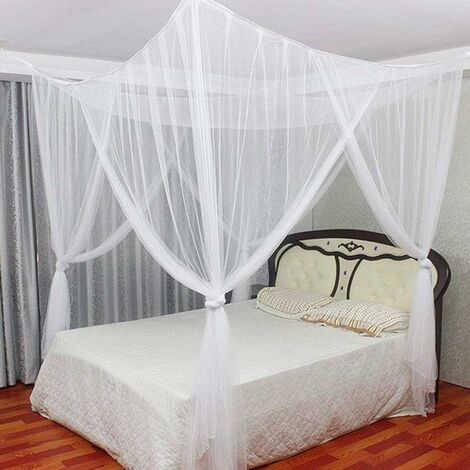 Moustiquaire Lit Double 220x200x200 Cm - Anti-moustiques Avec Kit De Fixation Complet
