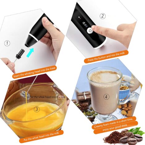 Mousseur à Lait électrique Rechargeable - 3 Vitesses, 2 Fouets (balle Et Ressort) - Pour Café, Matcha, Chocolat Chaud - Poignée Ergonomique Rose