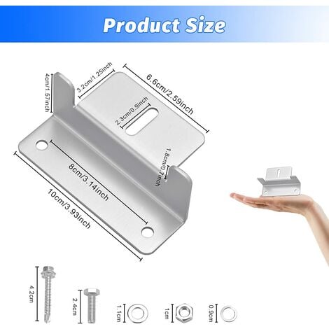 4 Pièces Support Montage Panneau Solaire en Fixation Panneau Solaire en Alliage d'Aluminium Z Support de Montage de Kits avec Écrous et Boulons pour Toit de Camping Car, Bateau, Cabine