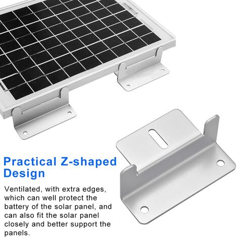 4 Pièces Support Montage Panneau Solaire en Fixation Panneau Solaire en Alliage d'Aluminium Z Support de Montage de Kits avec Écrous et Boulons pour Toit de Camping Car, Bateau, Cabine
