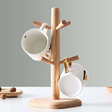 Porte-Gobelets En Bois 6 Bras - Support Tasses Café - Range Tasse Comptoir Cuisine - 7