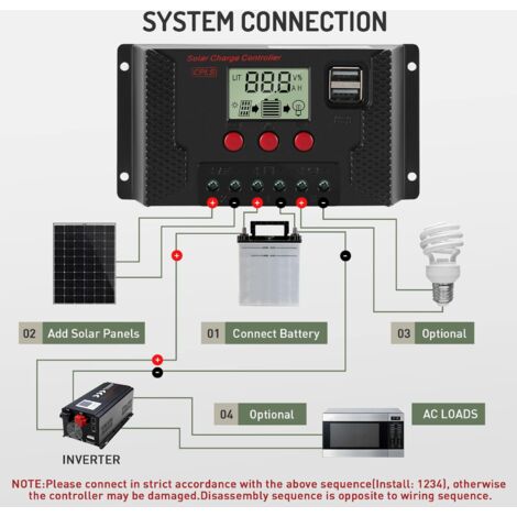 30A-Contrôleur de charge MPPT pour panneaux solaires, 12V-24V