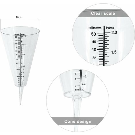 Pluviomètre Extérieur Gel - Graduations Transparentes Gros Chiffres - Pour Jardin Et Potager