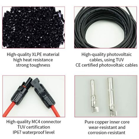 Câble Extension Solaire 2,5 Mm Avec Connecteurs Rouge/Noir - Pour Panneau Solaire, Contrôleur Charge, IP67