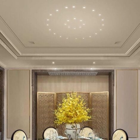 Lot de 6 Mini Spots encastrables au Plafond LED Noirs Mini Spot LED pour plafonnier d'armoire, 3 W, Blanc Chaud