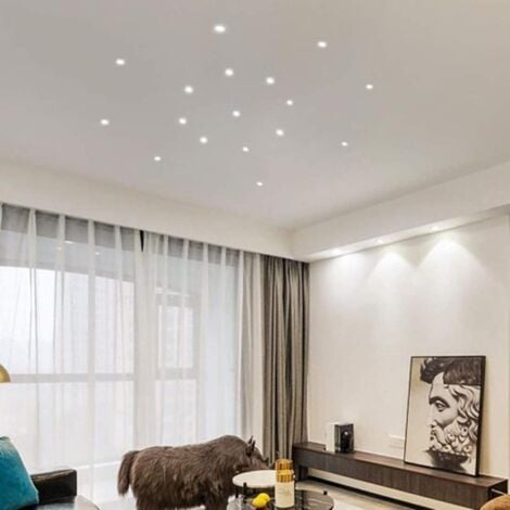 Lot de 6 Mini Spots encastrables au Plafond LED Noirs Mini Spot LED pour plafonnier d'armoire, 3 W, Blanc Chaud