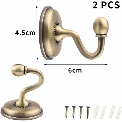 6 Crochets Rideau Métal Vintage - Pince Murale Pour Maintenir Les Rideaux écartés - Finition Bronze