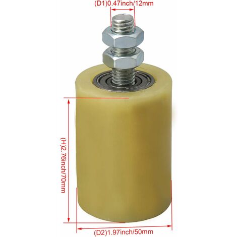 2 Roues De Guidage Nylon 48x50 Mm Avec Roulements 6201 - Pour Porte Coulissante Électrique, Porte Panoramique, Poulie - Jaune/Argent