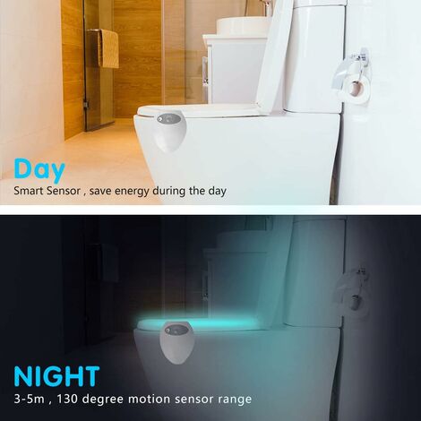 Lampe de Toilette Veilleuse LED Rechargeable 8 Couleurs pour WC
