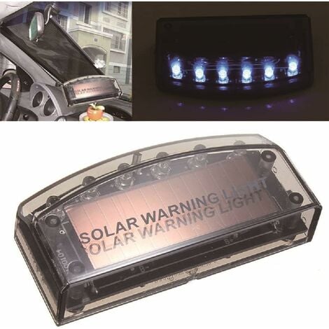 Alarme de voiture LED lumière solaire d'avertissement de sécurité factice  système antivol flash clignotant