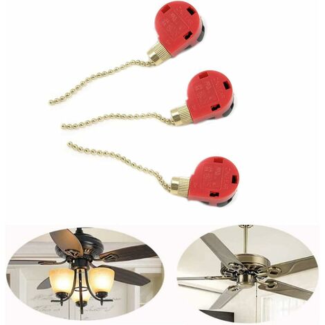 Commutateur De Ventilateur De Plafond 3 Vitesses 4 Fils Interrupteur De Fil De Traction Avec Corde For Accessoires De Bricolage(Gold