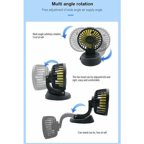 Ventilateur de Batterie à Pile, 12V Allume-Cigare Mini Ventilateur Pince  Ventilateur de Refroidissement de Voiture pour Tableau de Bord Ventilateur  de Bureau Ventilateur Ventouse