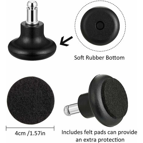kwmobile Cloches pour chaise de bureau - Lot 5 embouts remplacement roulettes de chaise 10/22 mm - Pied de siège fixe et silencieux pour sol dur