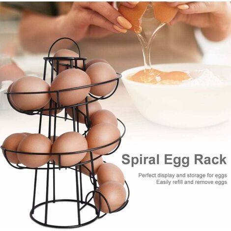 Distributeur à œufs Spiralé – Organisateur De Comptoir – 360° Rotatif – 18x18x30.5 Cm – Rangement Pratique Pour La Cuisine