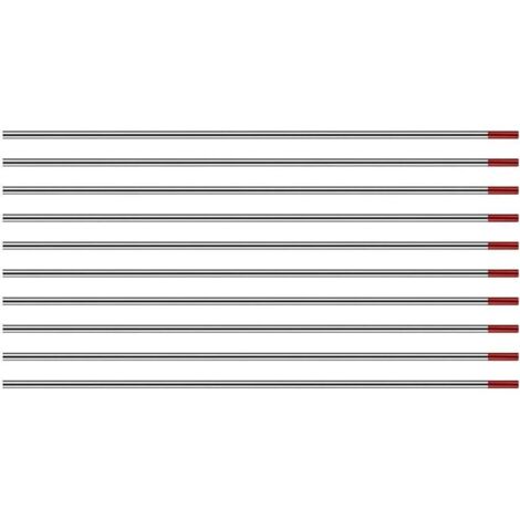 Aougo – Électrodes de tungstène WT20 1,6mm – 98% tungstène, 2% thorium – 10 pièces pour soudage acier et alliages – Arc stable et ré-allumage facile