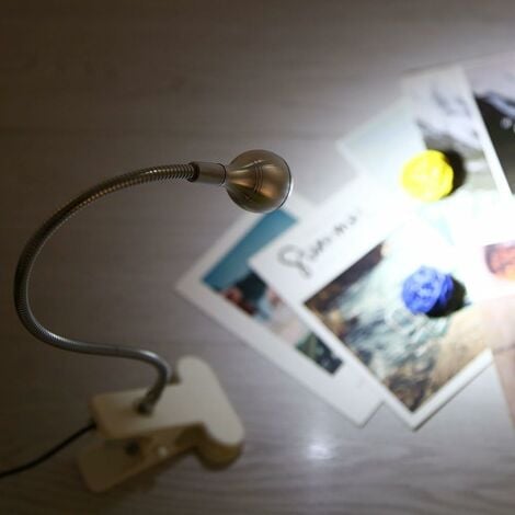 Clip Light, Portable Flexible Col de Cygne USB LED Lampe de Lecture Table Ordinateur Clip Lampe Blanc Froid Lit Lumière Clip sur Lampe de Bureau(Argent)