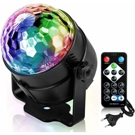 Boule à facettes LED USB pour enfants, lumière disco, effets de lumière, 7  couleurs contrôlées par la musique, éclairage de fête pour enfants, Noël