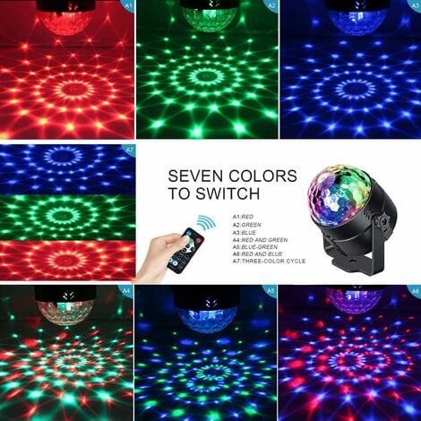 Boule à facettes LED USB pour enfants, lumière disco, effets de lumière, 7  couleurs contrôlées par la musique, éclairage de fête pour enfants, Noël
