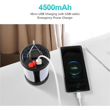 Lampe Camping LED, Lanterne Camping Rechargeable, Lampe Torche LED Puissante 5 Modes With 2600mah Power Bank Etanche Pour Bricolage Randonnee Garage Secours Cave 85133080